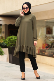 Kaki- Nayla Collection - Tunique Hijab 22230HK - Thumbnail
