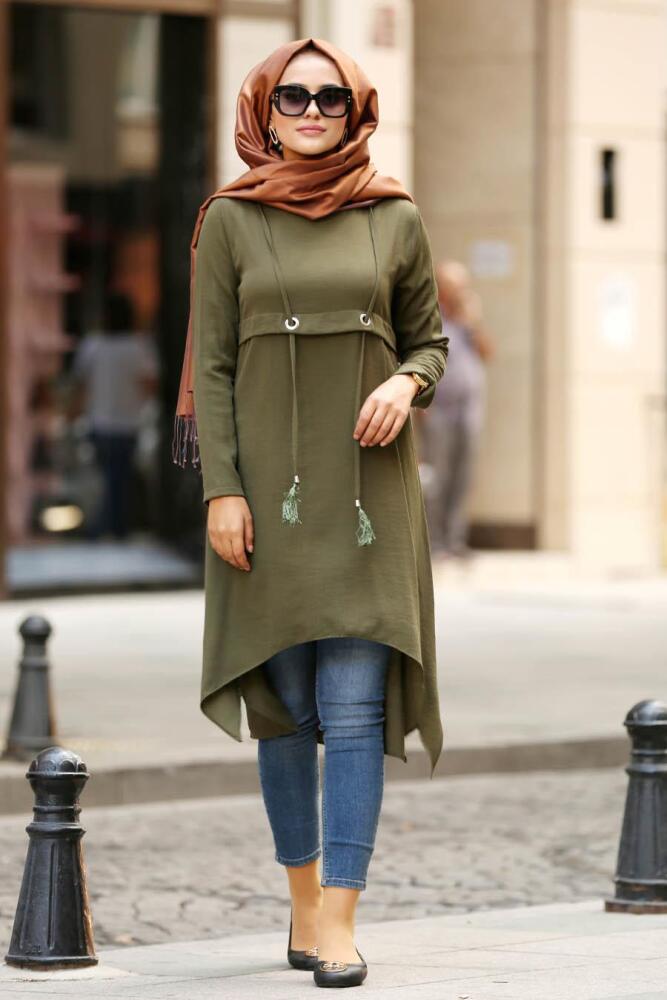 Kaki - Nayla Collection - Tunique Hijab 22250HK - 1