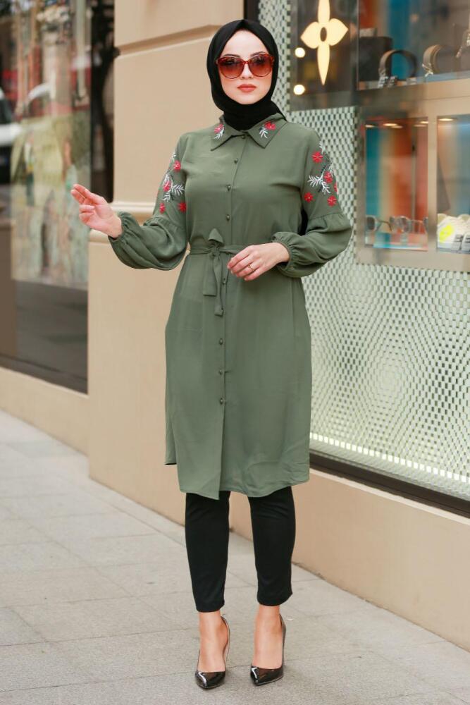 Kaki- Nayla Collection - Tunique Hijab 40140HK - 1