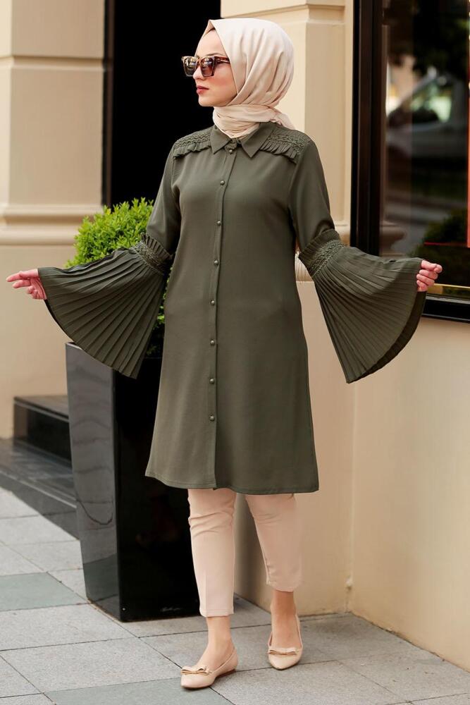 Kaki- Nayla Collection - Tunique Hijab 40170HK - 1