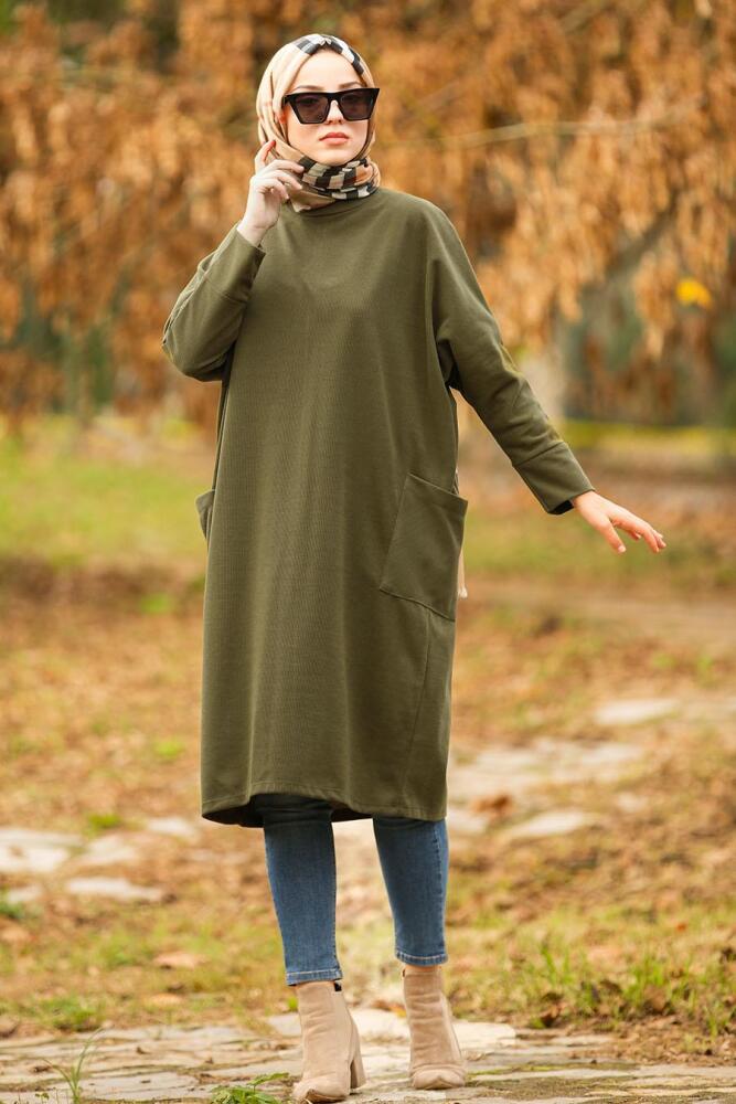 Kaki - Nayla Collection - Tunique Hijab 40301HK - 1