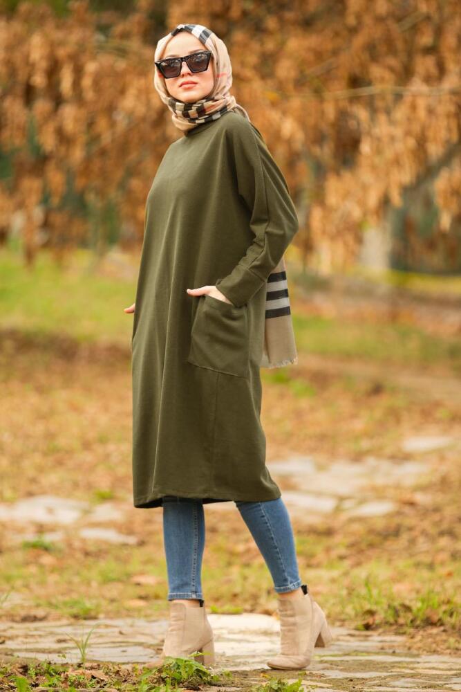 Kaki - Nayla Collection - Tunique Hijab 40301HK - 2