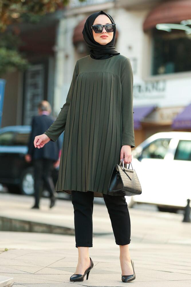 Kaki - Nayla Collection - Tunique Hijab 40751HK - 1