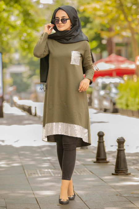 Kaki - Nayla Collection - Tunique Hijab 76230HK
