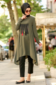 Kaki- Nayla Collection - Tunique Hijab 76730HK - Thumbnail