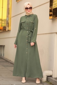 Kaki-Neva Style-Hijab Robe-10049HK - Thumbnail