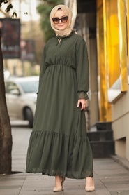 Kaki-Neva Style-Hijab Robe-10077HK - Thumbnail
