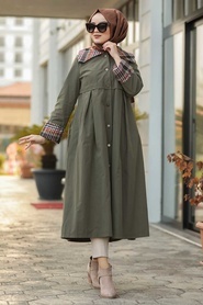 Kaki - Neva Style - Manteau Hijab - 1192HK - Thumbnail