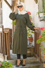 Kaki - Neva Style - Manteau Hijab - 33901HK - Thumbnail