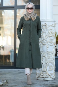 Kaki - Neva Style - Manteau Hijab - 50840HK - Thumbnail