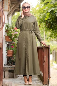 Kaki - Neva Style - Manteau Hijab - 5454HK - Thumbnail