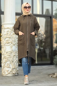 Kaki - Neva Style - Manteau Hijab - 5744HK - Thumbnail