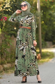 Kaki - Neva Style - Robe Hijab -7 163901HK - Thumbnail