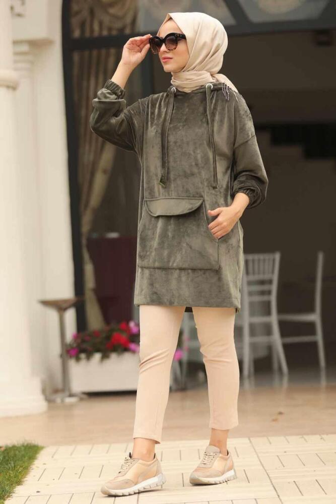 Kaki - Neva Style - Sweat-shirt Et Tunique Velours - 41410HK - 1