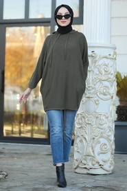 Kaki - Neva Style - Sweat-shirt Hijab - 3256HK - Thumbnail