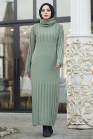 Kaki - Neva Style - Tunique En Tricot Hijab - 27270HK - Thumbnail