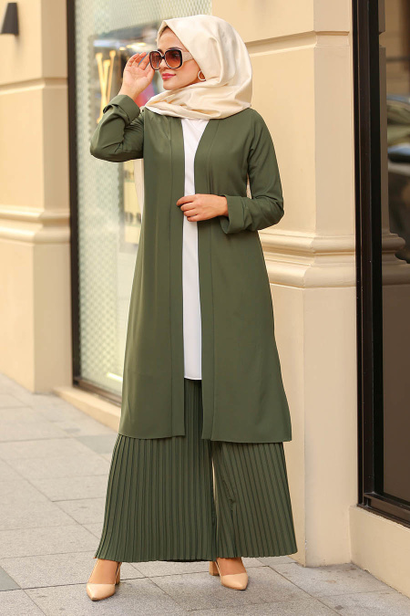 Kaki - New Kenza -Combination Hijab 51251HK