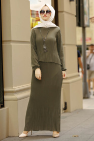 Kaki - New Kenza - Robe Hijab 31431HK - Thumbnail