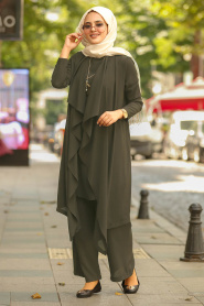 Kaki- New Kenza -Robe Hijab 51131HK - Thumbnail