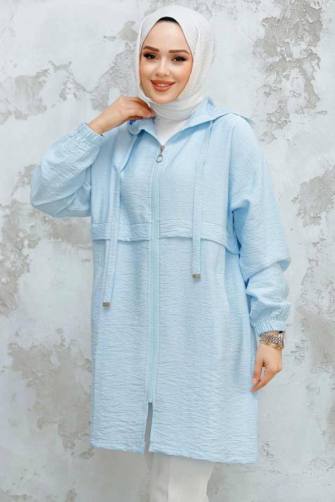 Kapşonlu Bebek Mavisi Tesettür Kap 44721BM - NEVA STYLE