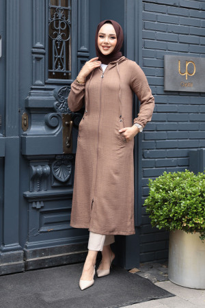 Kapşonlu Camel Tesettür Kap 539C - 2