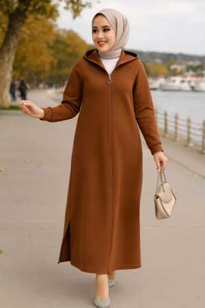 Kapşonlu Taba Tesettür Kap 72231TB - NEVA STYLE