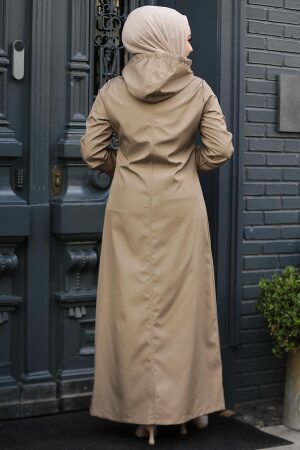 Kapşonlu Vizon Tesettür Kap 62091V - 3