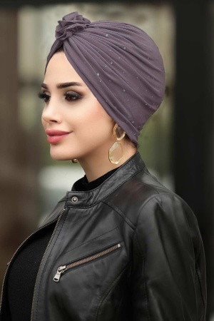  Kar Yağdı Koyu Gül Kurusu Bone Şal 7527KGK - 1