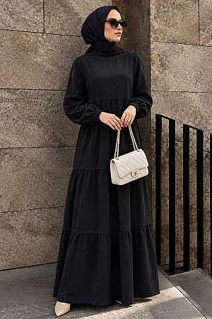 Kat Pliseli Black Modest Denim Dress 19164S - 1