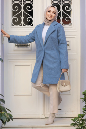 Keçe Mavi Tesettür Kaban 72351M - NEVA STYLE