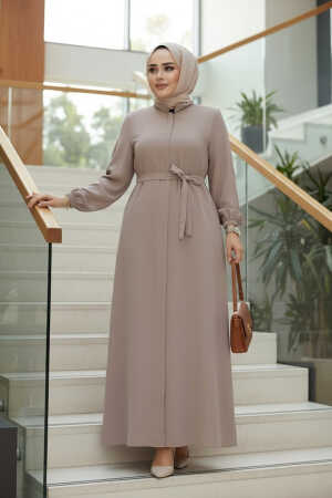 Kemerli Bej Tesettür Ferace 26391BEJ 
