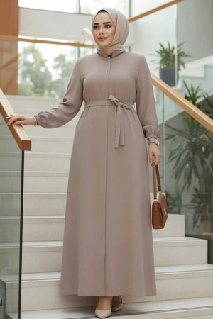 Kemerli Bej Tesettür Ferace 26391BEJ 