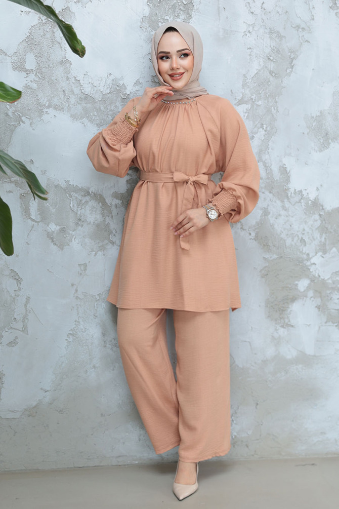 Kemerli Bisküvi Tesettür İkili Takım 44691BS - 2