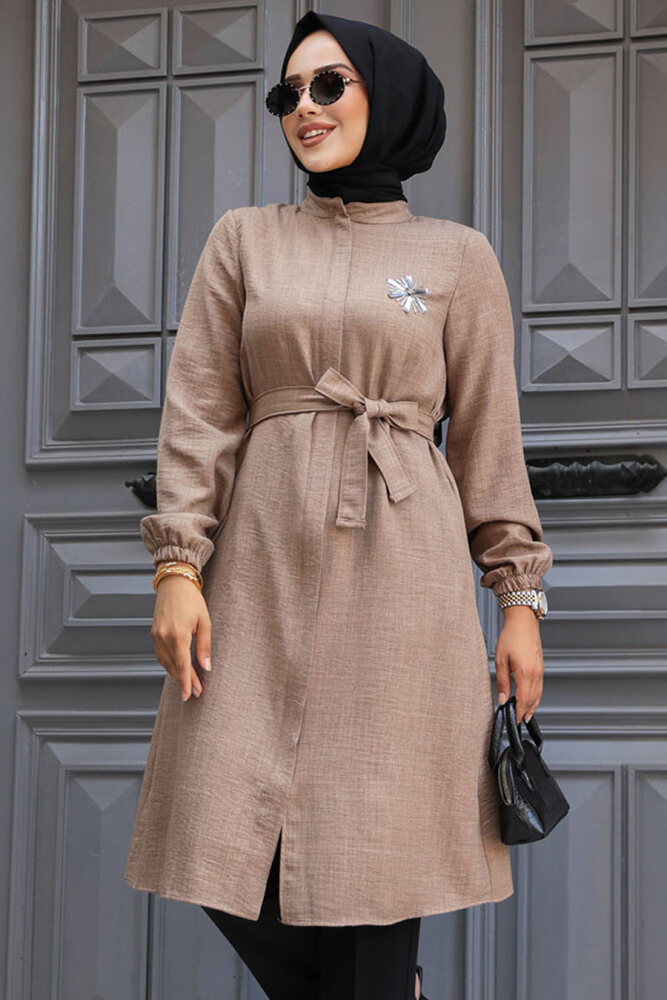 Kemerli Camel Tesettür Tunik 646C - 1