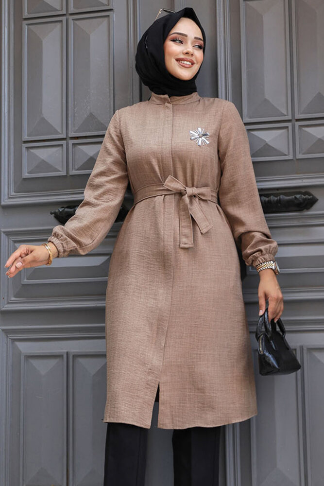 Kemerli Camel Tesettür Tunik 646C - 2