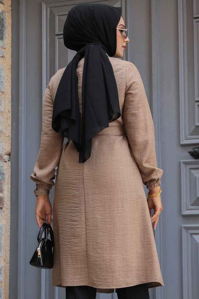 Kemerli Camel Tesettür Tunik 646C - 3