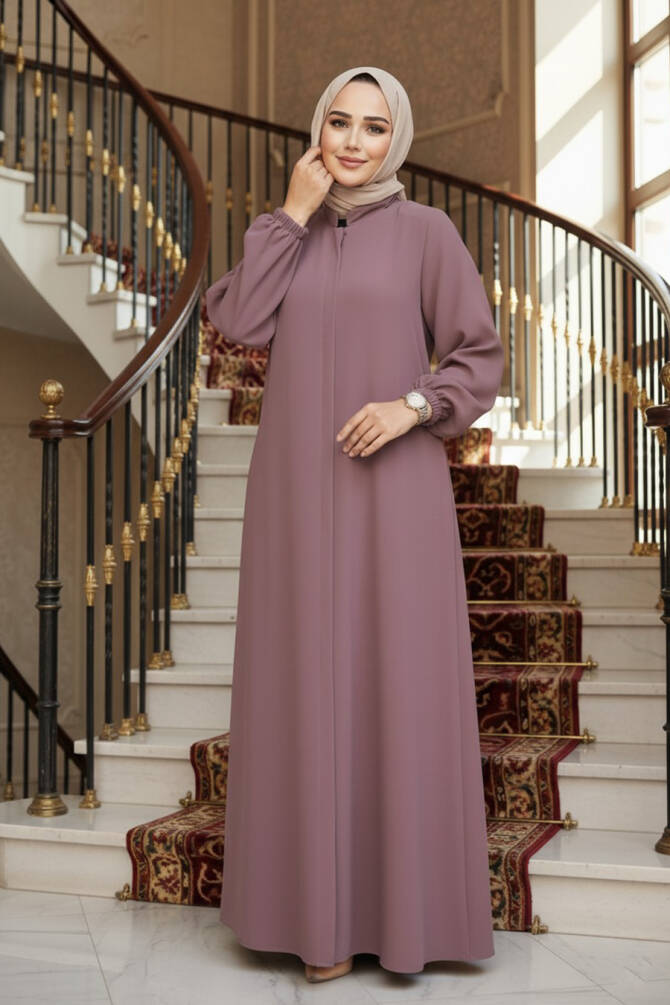 Kemerli Gül Kurusu Tesettür Ferace 26391GK - N.S NEVA STYLE