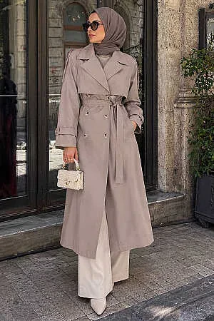 Kemerli Klasik Yaka Torino Bej Trençkot 63270BEJ - N.S NEVA STYLE