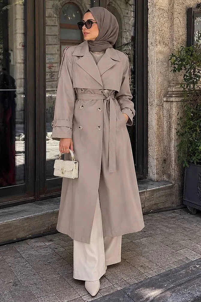 Kemerli Klasik Yaka Torino Bej Trençkot 63270BEJ - 1