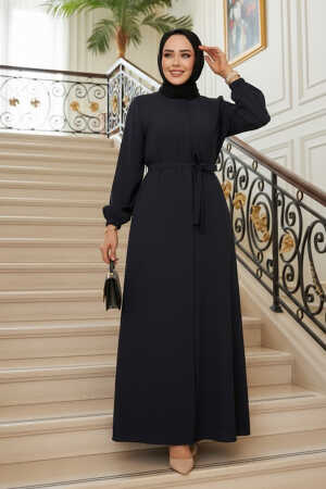 Kemerli Lacivert Tesettür Ferace 26391L 