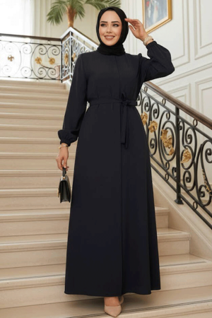 Kemerli Lacivert Tesettür Ferace 26391L - N.S NEVA STYLE