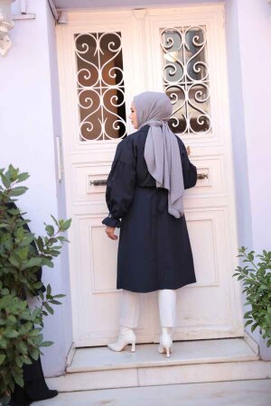 Kemerli Lacivert Tesettür Trençkot 26421L - 5