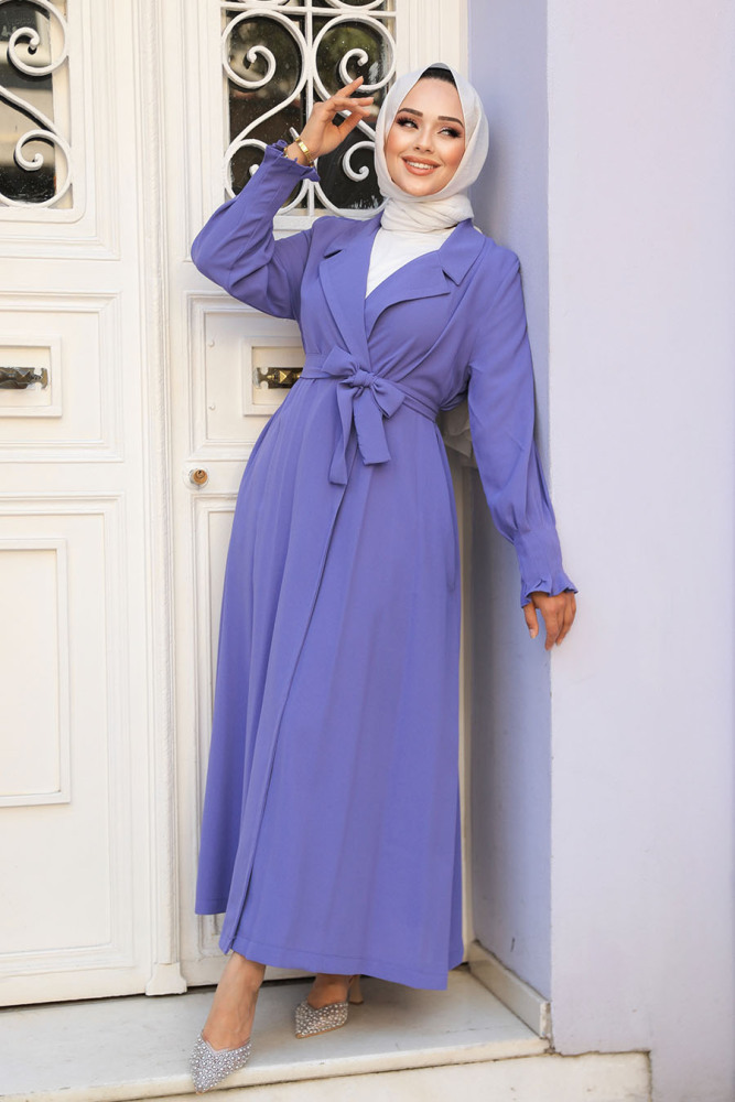Kemerli Lila Tesettür Kap 59931LILA - NEVA STYLE
