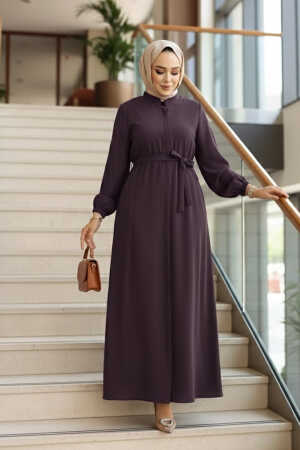 Kemerli Mürdüm Tesettür Ferace 26391MU 