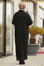 Kemerli Siyah Tesettür Elbise 12015S - Thumbnail