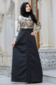 Black Hijab Dress 30861S - Thumbnail