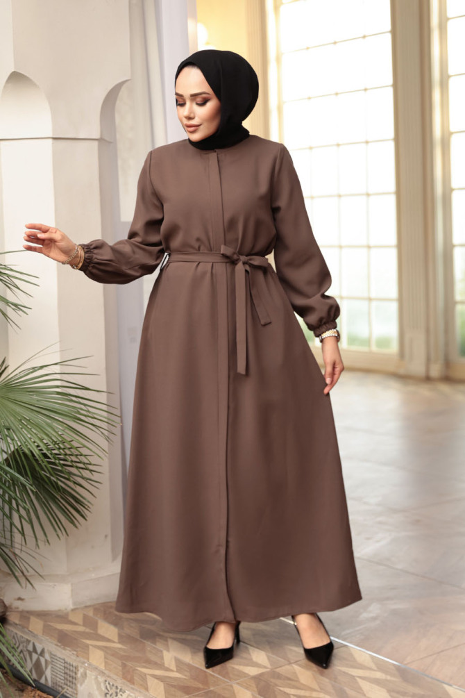 Kemerli Vizon Tesettür Ferace 26391V - N.S NEVA STYLE