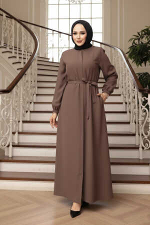 Kemerli Vizon Tesettür Ferace 26391V 