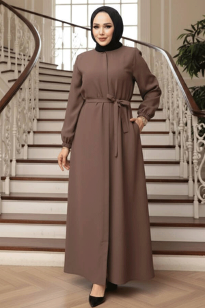 Kemerli Vizon Tesettür Ferace 26391V - N.S NEVA STYLE