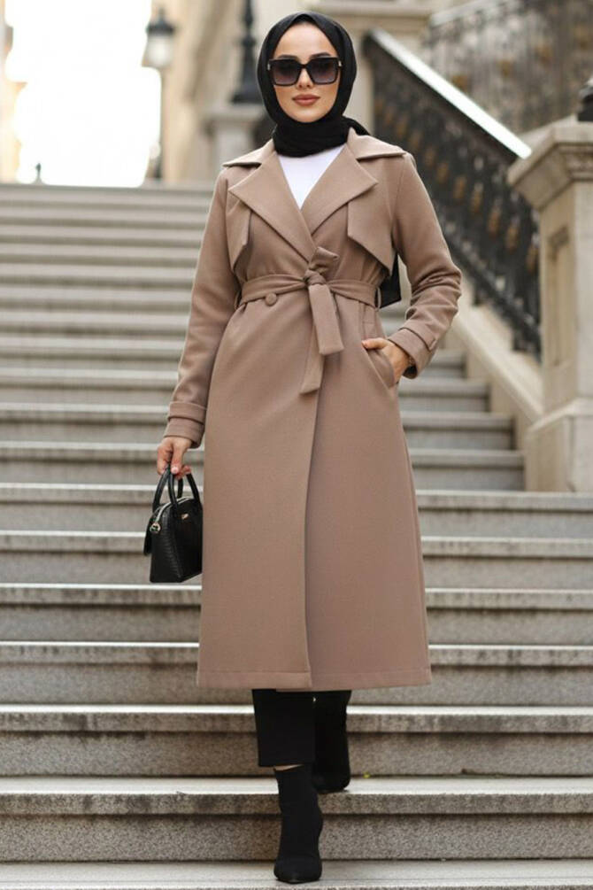 Kemerli Vizon Tesettür Kaşe Kap 61441V - 1